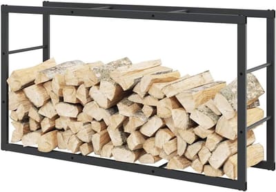 Houtrek - Brandhout opslag - Brandhout opslaan - Gepoedercoat staal - 110 x 30 x 61 cm - Zwart