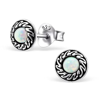 Aramat Jewels | Oorbellen | 925 Zilveren Opaal Oorbellen 6-8mm - Betoverende Edelsteen Studs | Wit/6mm | | | Zilver | Volwassenen, Kinderen | Verkleurd niet