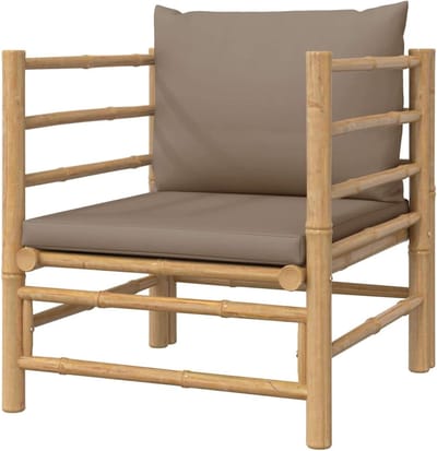 Bamboe Tuinbank - Buitenbank Kussen - Ontspannen Buiten Zitten - Modulair Ontwerp - 63 x 69 x 65 cm - Taupe