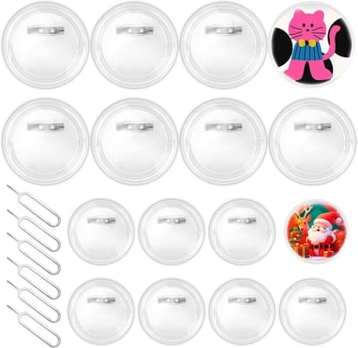 Complete set van 16 transparante acryl badges maken, 58/75mm knoop badges kit voor schoolactiviteiten, verjaardagen en feesten met 5 kaartspelden