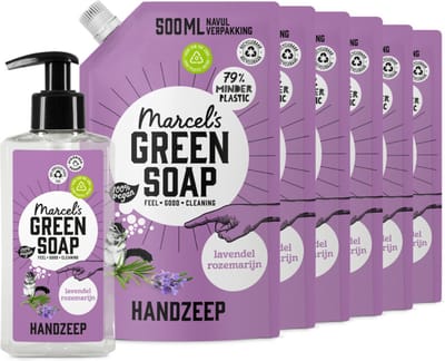 Marcel's Green Soap Handzeep Lavendel & Rozemarijn 250 ml + 6 Navullingen Pakket