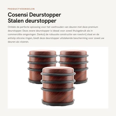 Dailygoods- Deurstoppers Zware Roestvrij Stalen Constructie - Deurstopper met Siliconen Ringen - Modern Design - Bescherming voor Deuren - 3 Stuks - 2.88 x 3.2 Inch - Deurbuffer
