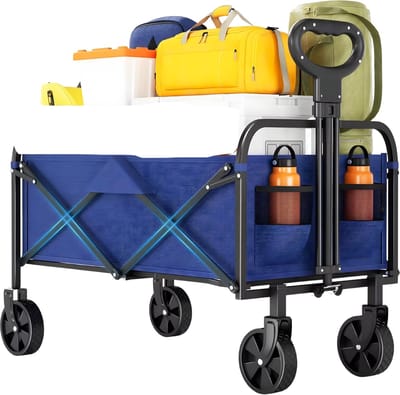 Tuinwagen - Bolderkar - Trolley - Handkar - Voor Camping, Strand & Boodschappen - Lichtgewicht - Blauw