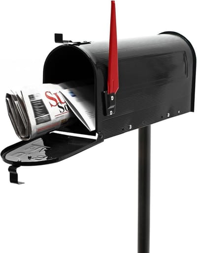 Thuys - Brievenbus op Paal - Wandbrievenbus met Slot - Krantenvak en Slot - 22x18x48cm - Zwart