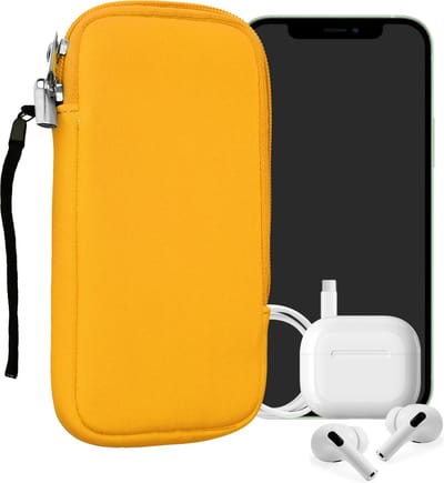 kwmobile telefoontasje universeel geschikt voor XL - 6,7/6,8" smartphones - 17,2 x 8,4 cm - Hoesje met rits en polslusje -In honinggeel -