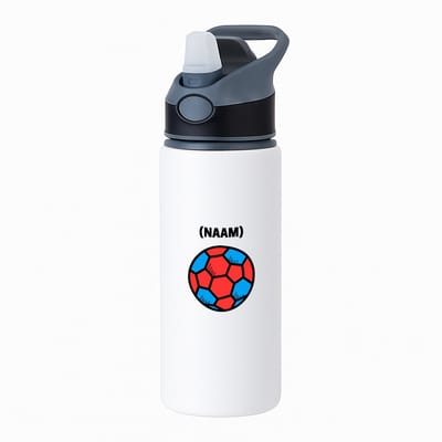 Hacebo® - Handbal met eigen naam waterfles met rietje zwart - Handbal - Handballer - Sport - water fles - 650ML