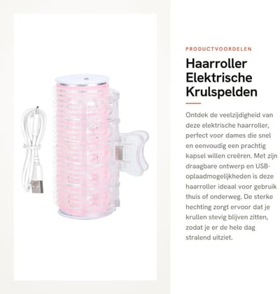Dailygoods - Haarroller - Elektrische Krulspelden - Draagbaar en Compact - Roze - Doe-het-zelf Kappersgereedschap - Ideaal voor Dames