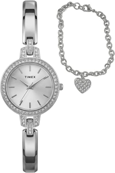 Timex Womens Trend Quartz Analoog Horloge Zilverkleurig Kast Gemaakt Van 100% Legering En Een Band Van 100% Legering 28 TWG067700AJ, TWG067800AJ, TWG067900AJ