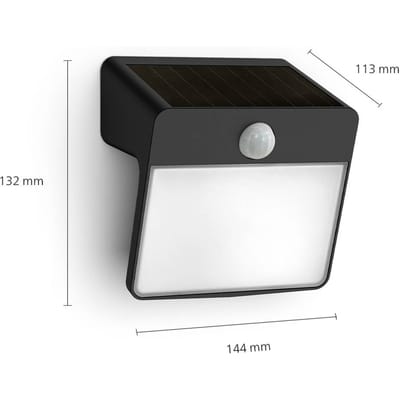 Philips Solar Wandlamp Yarixa Zwart 2,2w Met Sensor