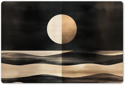 Placemats 45x30 cm - Placemat kunststof - 1 stuk - Maan - Cirkel - Goud - Borden onderleggers - Decoratie voor op tafel - Keuken tafeldecoratie accessoires - Vinyl onderlegger - Tafelversiering