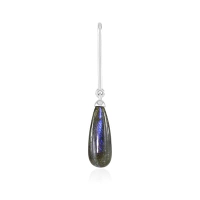 Cavill - 925 Sterling Zilver Hanger - 7,76 ct Madagascar Labradoriet - Platina Verguld - Elegant Druppelvorm Briolett-Cabochon - Monosono Collectie