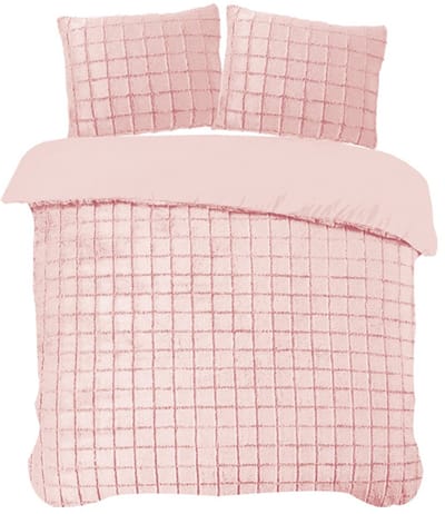 iSleep Dekbedovertrek Rabbit Check - Eenpersoons - 140x200/220 cm - Roze