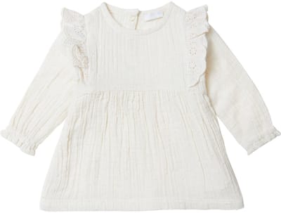 Noppies Girls Dress Cologne long sleeve Meisjes Jurk - Whitecap Gray - Maat 80