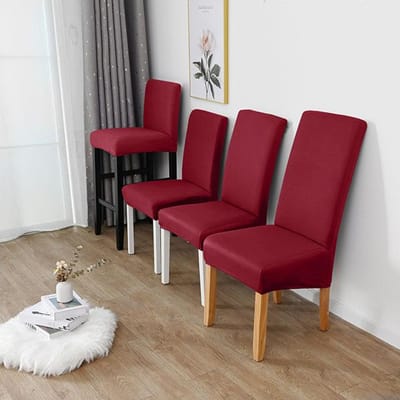 Spandex Stretch Stoelhoezen Effen Voor Eetkamer Keuken Bruiloft Kantoor Hotel Duurzaam Polyester Stof M(45-60cm)