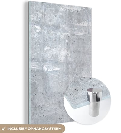 Glasschilderij - Steen - Graniet - Grijs - Industrieel - Design - 120x180 cm - Foto op glas - Kamer decoratie