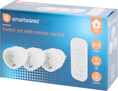 Smartwares Schakelset met afstandsbediening - 3 mini schakelaars met 4-kanaals afstandsbediening - 2300 W