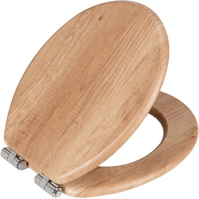 WENKO WC bril Licht eiken decor - MDF FSC gecertificeerd - Easy-Close softclose sluiting - Fix-Clip bevestiging afklikbaar - Toiletbril houtdecor - Toiletzitting met houtprint
