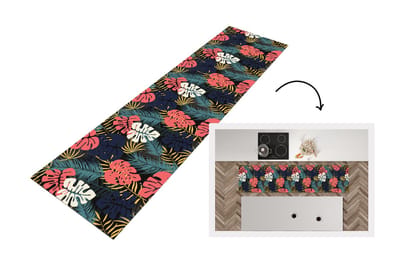 Keukenloper - Loper keuken - Flora - Goud - Patronen - Hawaii - Tropisch - 200x50 cm - Keukenloper vinyl