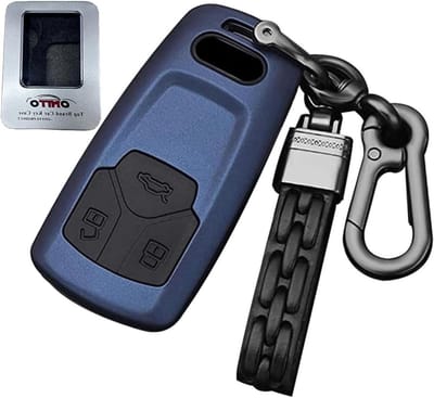 Beschermhoes voor Audi Autosleutel - Geschikt voor A4, A5, A6, Q5, TT - Duurzaam en Waterdicht Design met Sleutelring en Blauw Kleur