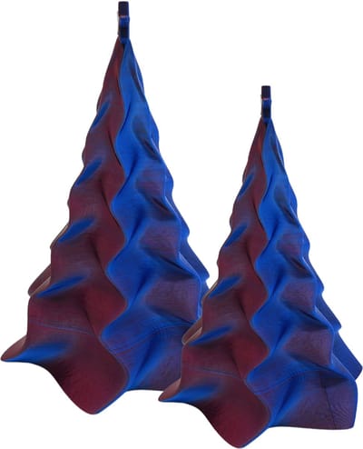 Organische kerstboom set – Decoratief object – Blauw / Paars - 3d geprinte object – Winter woondecoratie – 15CM & 20CM