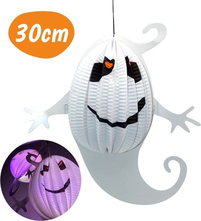 Halloween Decoratie - Honeycomb - Spook - Wit - 30x18 CM - 1 Stuk - Halloween Versiering Voor Buiten en Binnen