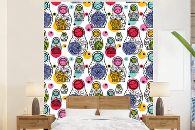 Behang - Fotobehang Matroesjka - Patronen - Baby - Breedte 225 cm x hoogte 280 cm