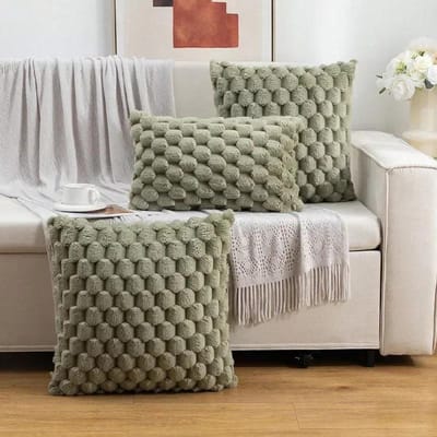 Kussenhoes Vierkant met nepkonijnenbont Grote Dikke Gestreept Superzacht Effen Kleur Kussenhoes 30/45/50cm Sofa Decoratie Kussenhoes 45x45cm
