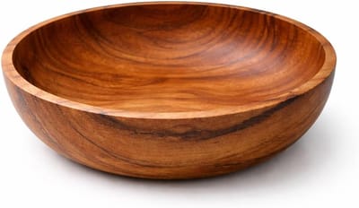 schaal houten schaal ronde diameter decoratieve schaal fruitschaal grote houten kom van gecertificeerd teakhout (20cm diameter 6cm hoogte)