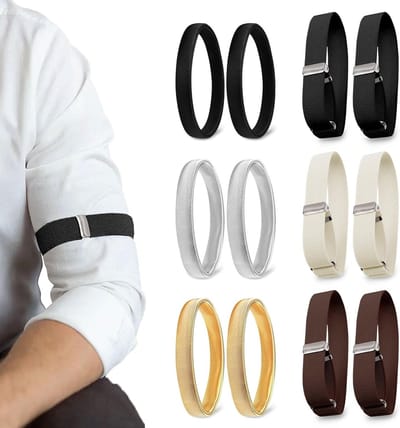 Verstelbare Mouwhouders voor Hemden, 6 Paar Antislip Armbanden, Elastische Mouwclips voor Mannen en Vrouwen, Ideaal voor Formele Kleding en Casual Outfits