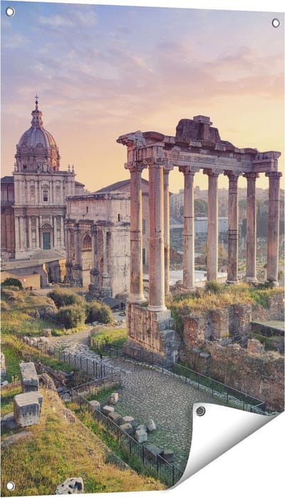 Gards Tuinposter Romeins Architectuur in Rome, Itali� - 60x90 cm - Tuindoek - Tuindecoratie - Wanddecoratie buiten - Tuinschilderij