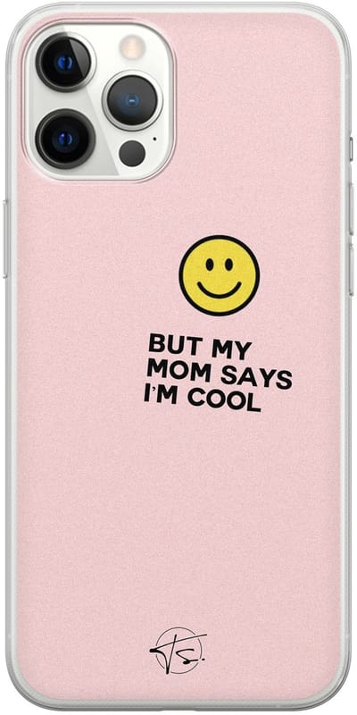 Hoesje geschikt voor iPhone 12 Pro Max - I'm cool quote - Soft Case - TPU - Tekst - Roze - Mooie Telefoonhoesjes