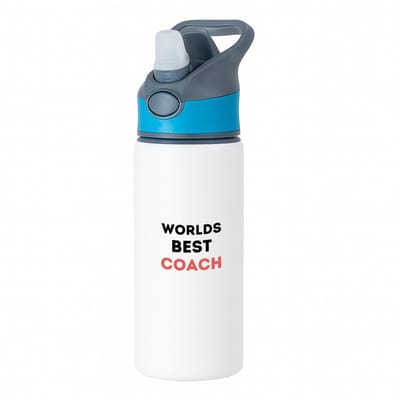 Hacebo® - worlds best coach waterfles met rietje blauw - Coach - de beste coach - sport - verjaardagscadeau - verjaardag - cadeau - cadeautje voor coach - coach artikelen - kado - geschenk - gift - water fles - 650ML