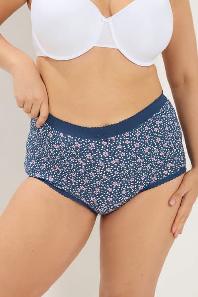 Yours Yourset 5Pack Marineblauwe Maxislips Met Kleine Bloemenprintsize 42-44