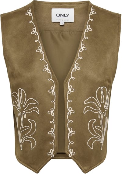 Only Gilet Onljoline Faux Suede Emb. Vest Otw 15374628 Cognac/emb Dames Maat - M