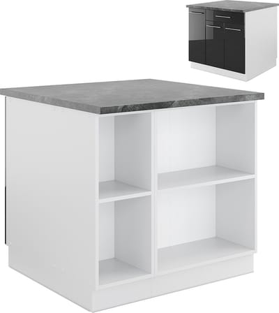 Vicco Fame-Line Keukeneiland – 90 cm met lade, zonder werkblad Antraciet hoogglans/wit