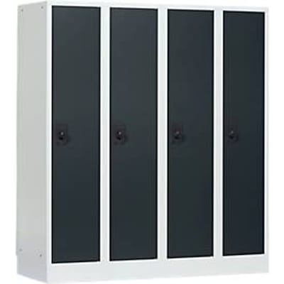 Schoollocker, compartimentbreedte 300 mm, veiligheidscilinderslot, 4 compartimenten, lichtgrijs/antraciet