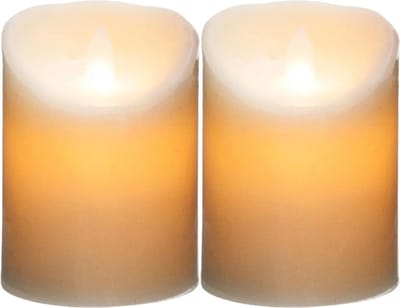 Atmosphera Led stompkaarsen - 2x stuks - Warm licht - Wit