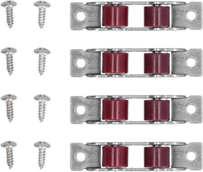 Set van 4 Push Pull Raam Pulley met Schroeven voor Dubbelwiel Glijdend Raam en Deur, Tandem Roller Hardware voor Eenvoudige Montage
