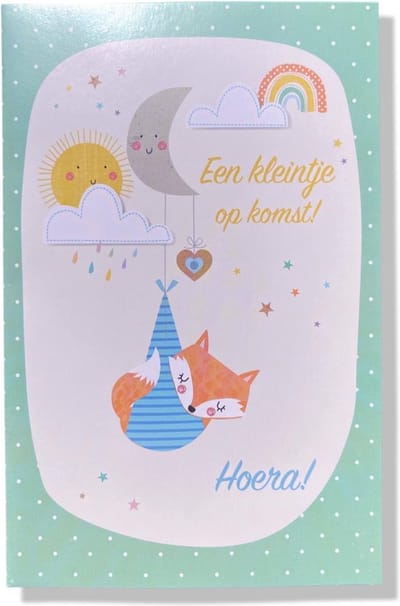 Een kleintje op komst! Hoera! - Luxe In Verwachting wenskaart - 12x17cm - Gevouwen wenskaart met envelop