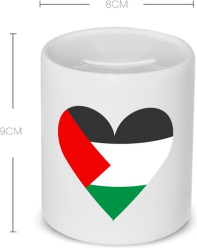 Akyol - palestina vlag hart vorm Spaarpot - Palestina - mensen die liefde willen geven aan palestina - degene die van palestina houden - supporten - oorlog - verjaardagscadeautje - gift - geschenk - kado - 350 ML inhoud