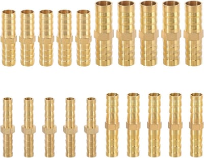 20-delige Set Messing Slangverbinders voor Brandstof-, Lucht- en Waterleidingen (6mm/8mm/10mm/12mm)