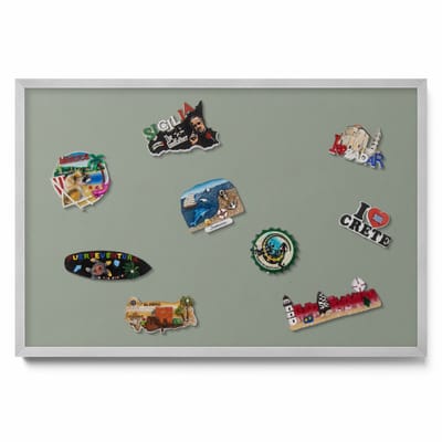 Tulup Magneetbord met Zilveren Frame - Olijf Magneetbord Met Effen Achtergrond - 60 cm x 40 cm - Licht olijfkleur - Magnetisch Bord voor aan de Wand - Magneetbord met Effen Frame - Magnetisch Bord Decoratief