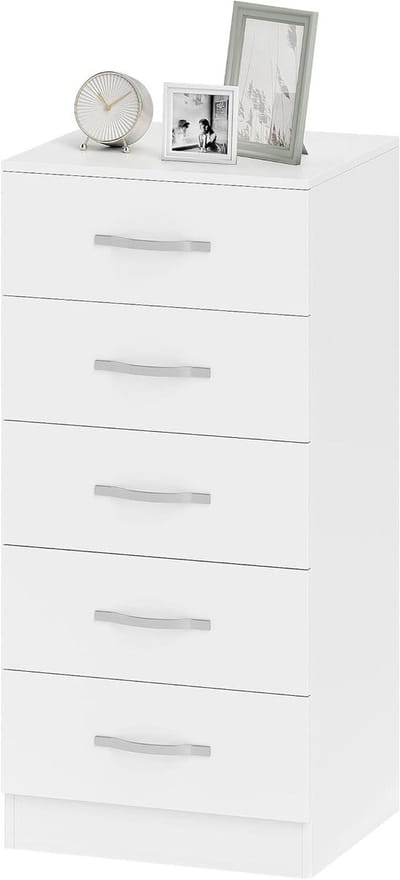 Ladekast met 5 Laden - Opbergkast Commode - Slaapkamer Organisatie - FSC-gecertificeerd Spaanplaat - 40x35x85 cm - Wit