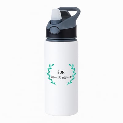 Hacebo® - son I love you waterfles met rietje zwart - Zoon - de liefste zoon - verjaardag - cadeautje voor zoon - zoon artikelen - kado - geschenk - water fles - 650ML