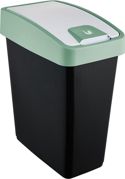 Keeeper - Afvalbak - Met Flip Deksel 47x39x24 - 25 L - Zwart/groen