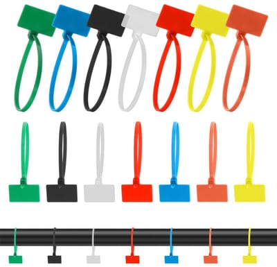 Daity 100 stuks - Kabel Labels - gekleurde snoerlabels tie wraps - zelfborgende nylon plastic kabelbinders - voor identificatie van draadkabels