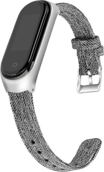 KELERINO. Denim bandje geschikt voor Xiaomi Mi Band 3 / 4 - Canvas - Grijs