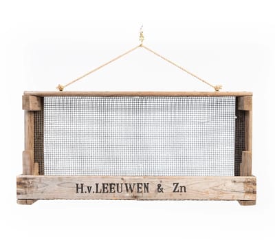 Die Stadtgärtner - Vintage Uienzeef Tuinrek - Houten Decoratie 75 x 18,5 x 35,5 cm - Uniek en Handgemaakt met Gouden Ophangringen