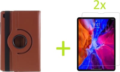 Book Cover Geschikt voor: Samsung Galaxy Tab A7 10.4 (2020) Multi Stand Case - 360 Draaibaar Tablet hoesje - Tablethoes - Bruin + 2x Screenprotector