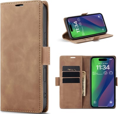 Multimedia & Accessoires Urban Book Case Hoesje geschikt voor Apple iPhone 16 – Bruin -Telefoonhoesje – Met Stand – Kaarthouder – Pasjes Houder – Magneet Sluiting – Bookcase